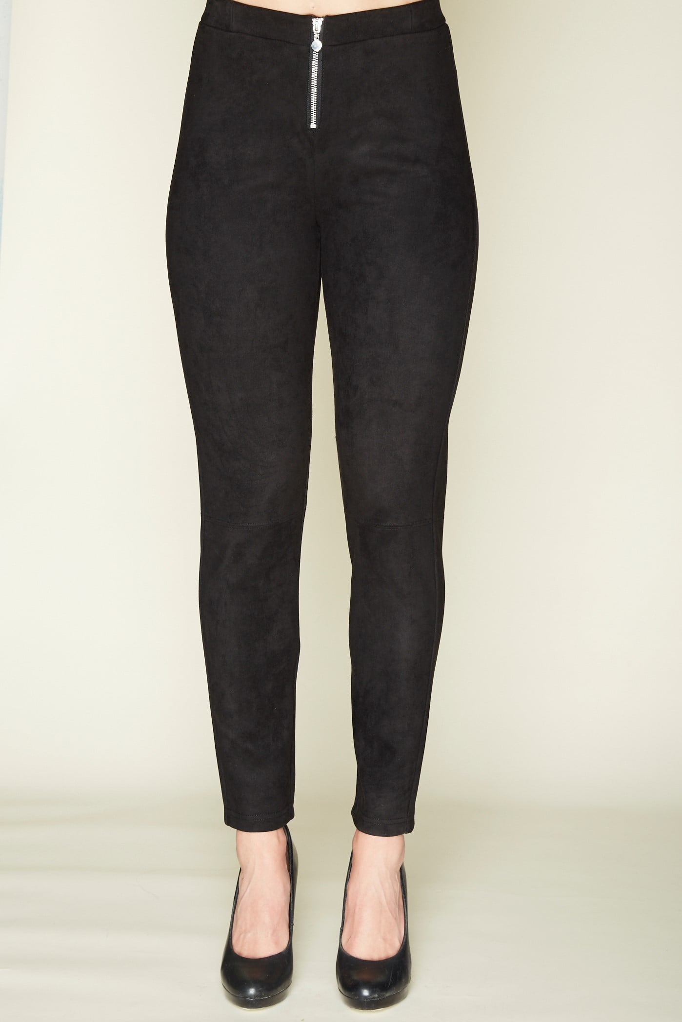 CALZA MUJER TENTATION NEGRO SUEDE CON CIERRE - 1