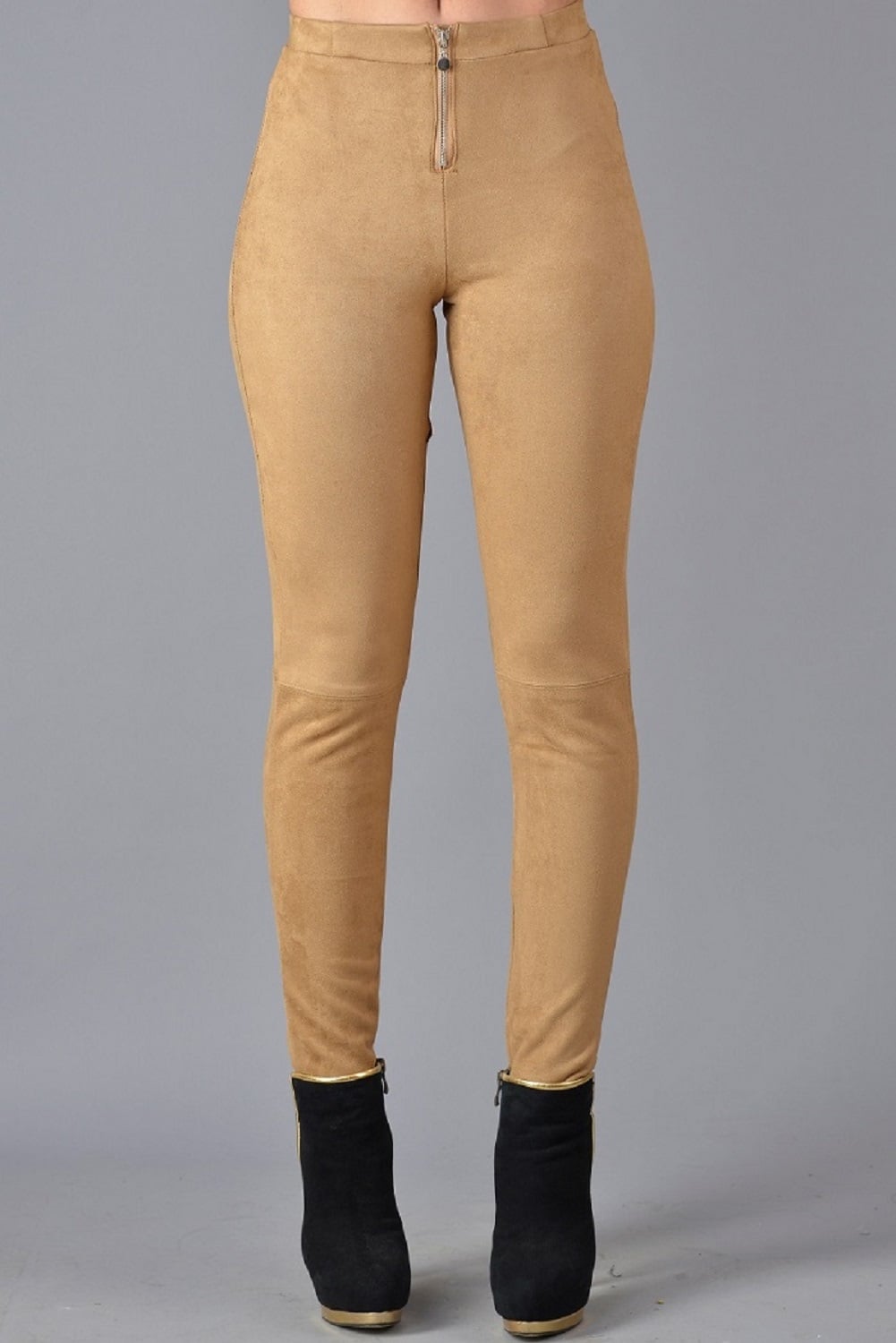 CALZA MUJER TENTATION BEIGE SUEDE CON CIERRE - 1
