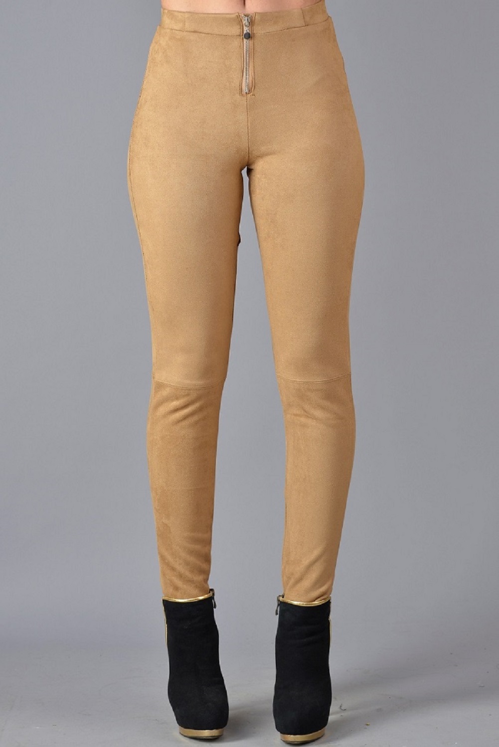 CALZA MUJER TENTATION BEIGE SUEDE CON CIERRE - 1