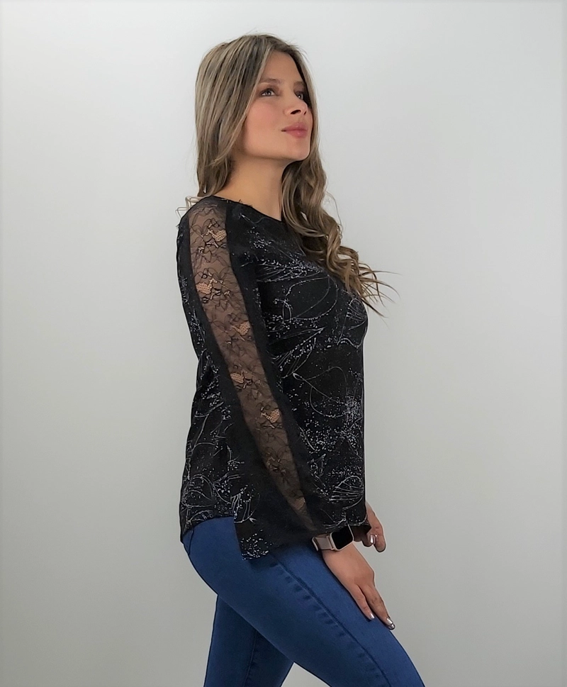 BLUSA APLICACION MANGA - 2