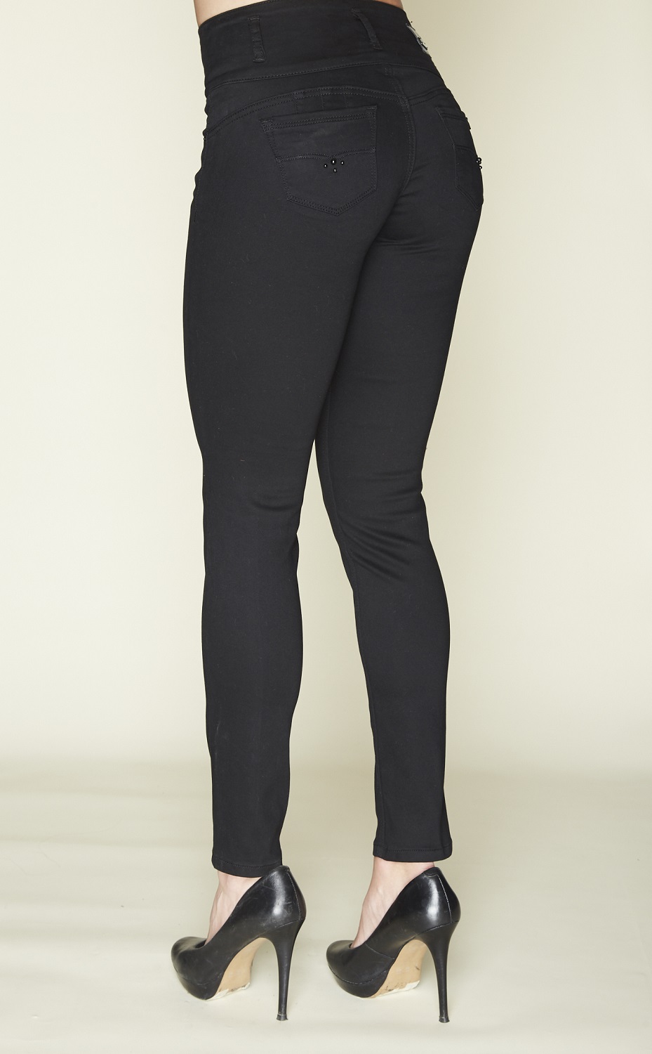 PANTALON MUJER TENTATION NEGRO GABARDINA 4 BOTONES - 3