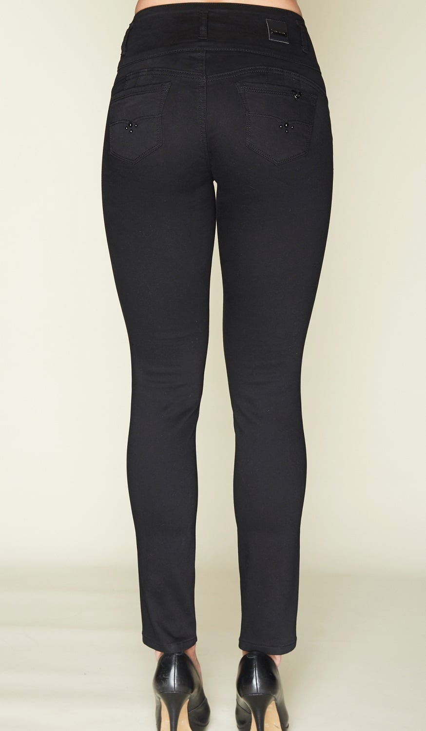 PANTALON MUJER TENTATION NEGRO GABARDINA 4 BOTONES - 4