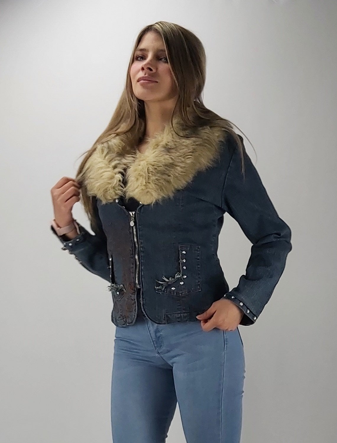 CHAQUETA MEZCLILLA CON CIERRE - 1