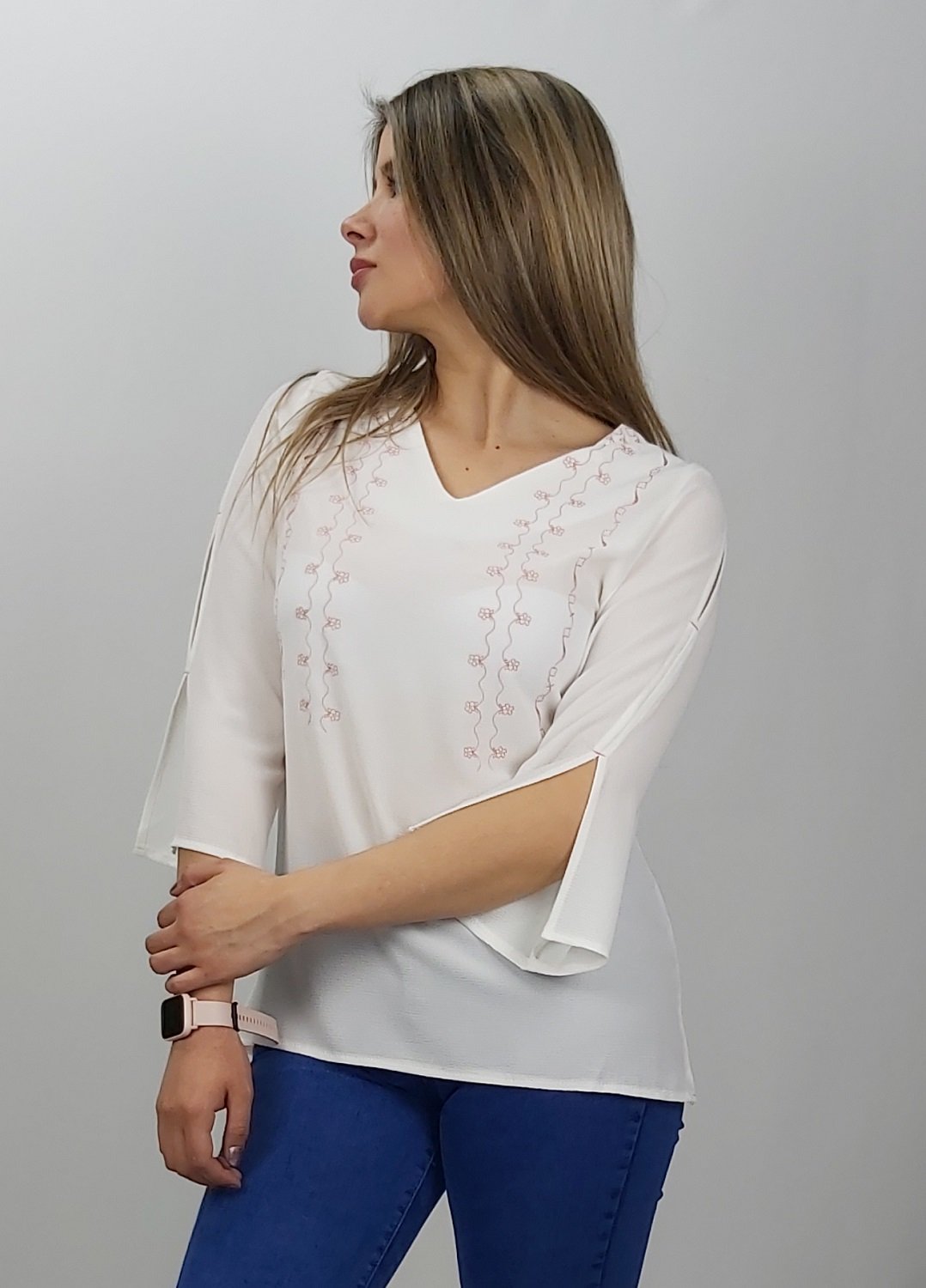 POLERA BLANCA BORDADA CORAL - 2