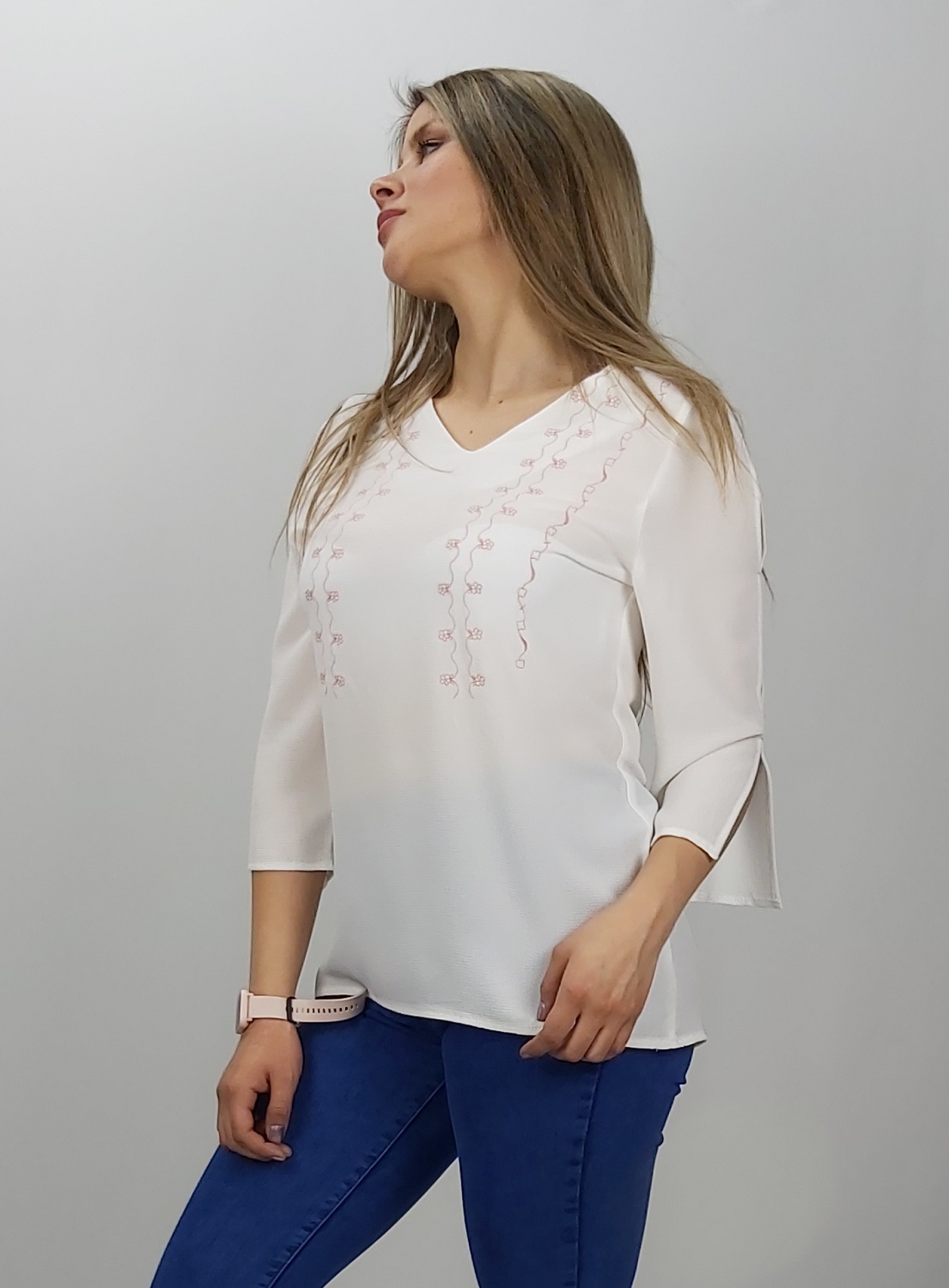 POLERA BLANCA BORDADA CORAL - 3