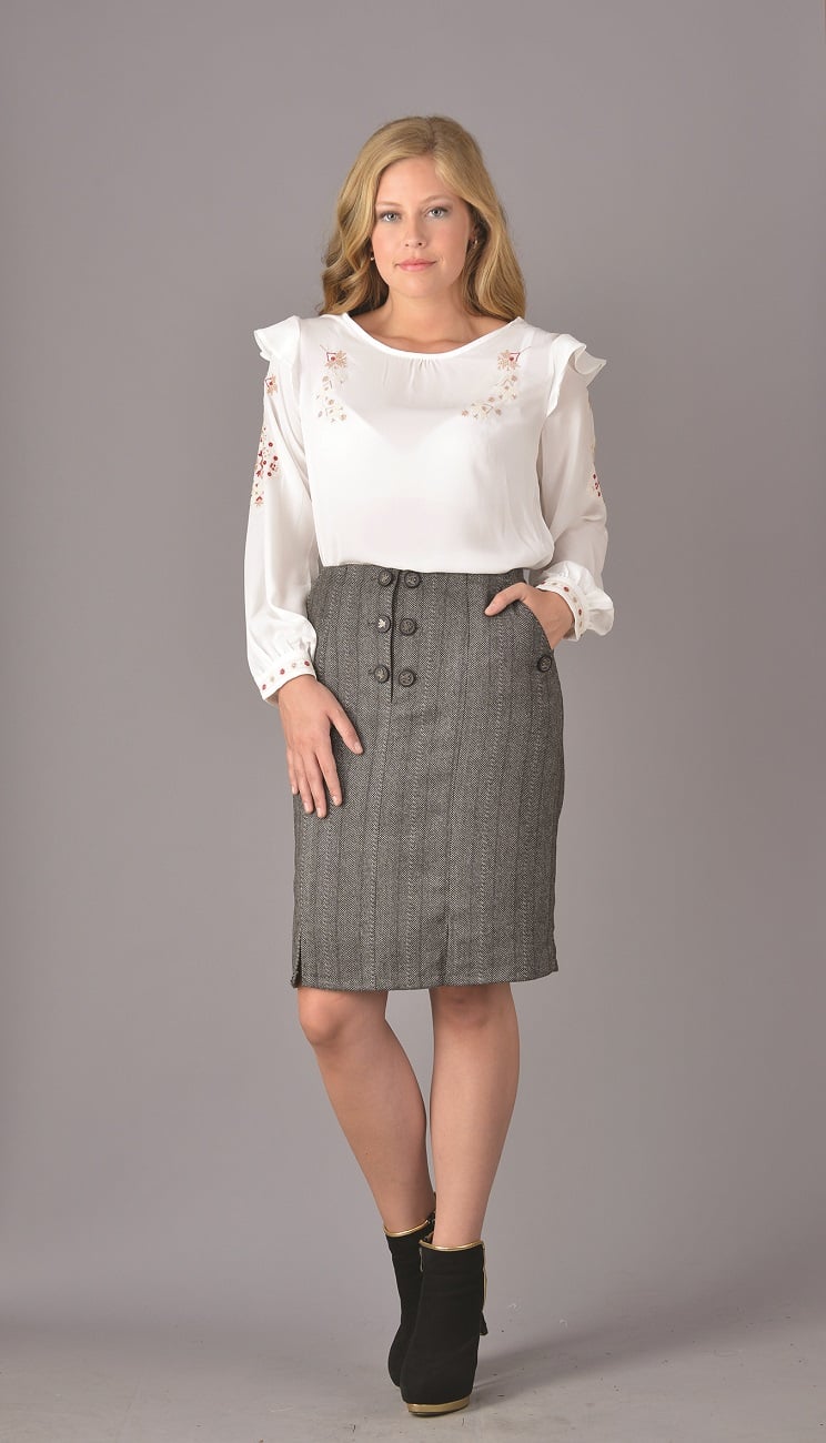 FALDA MUJER TENTATION GRIS CLARO ESPIGA - 3