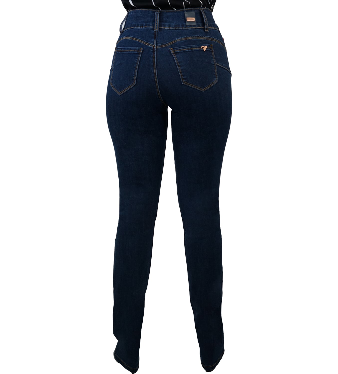 JEANS MUJER TENTATION AZUL MARINO PUSH UP RECTO TIRO ALTO - 3