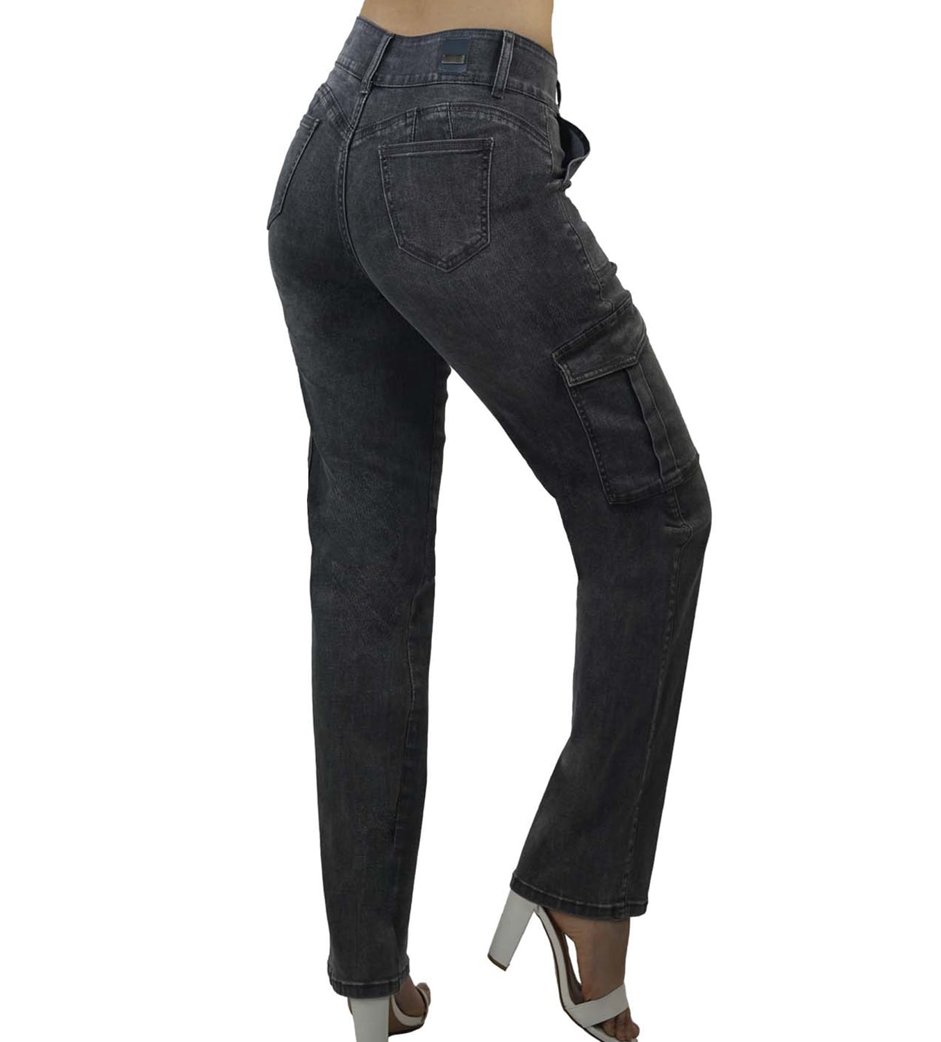 JEANS MUJER TENTATION GRIS BI CARGO TIRO ALTO - 2