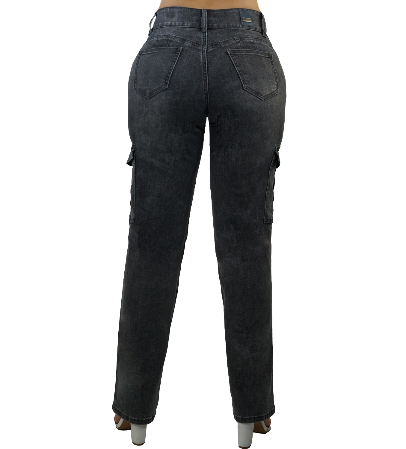 JEANS MUJER TENTATION GRIS BI CARGO TIRO ALTO - 3