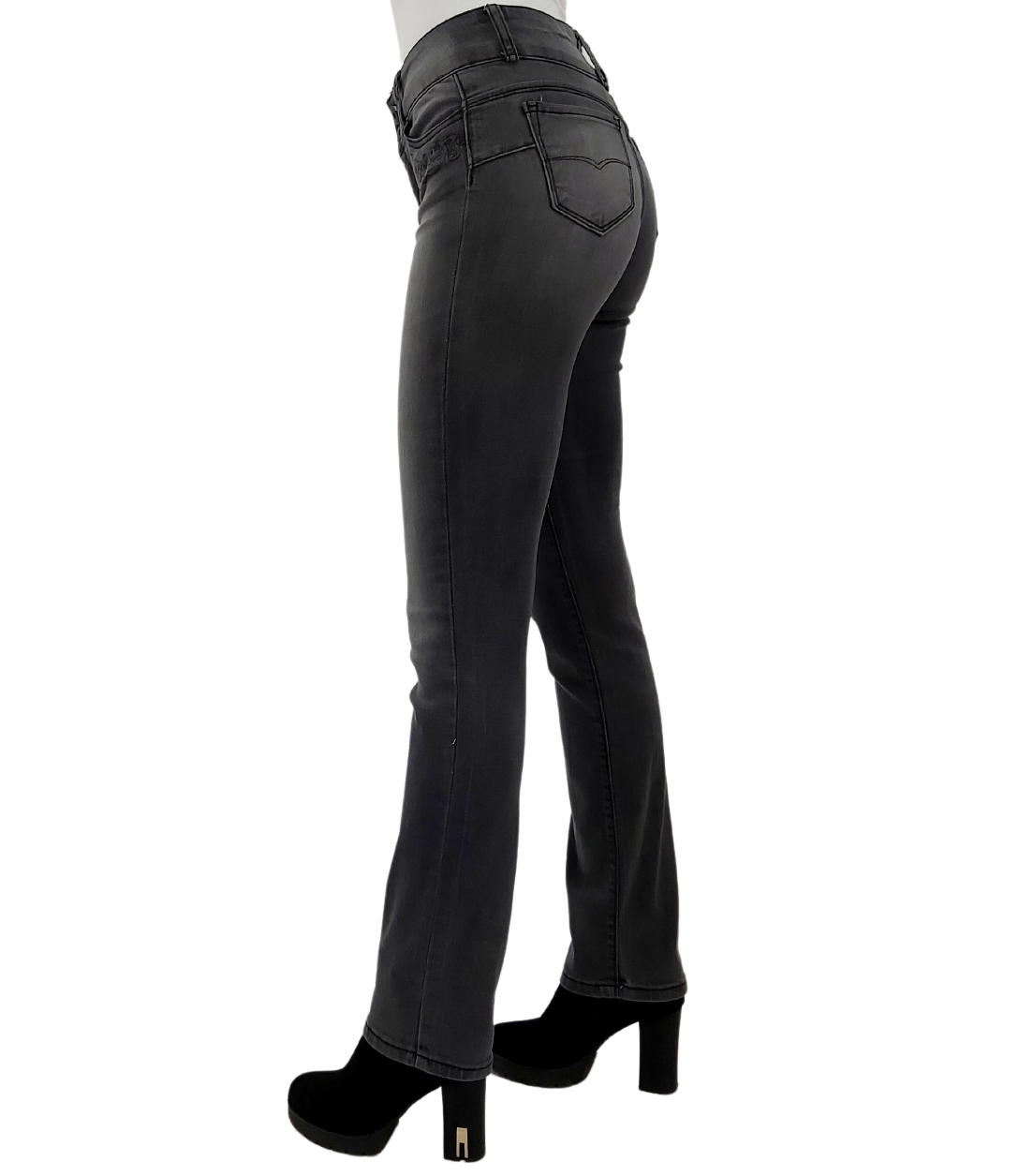 JEANS RECTO BORDADO T.A. PUSH UP GRIS - 2