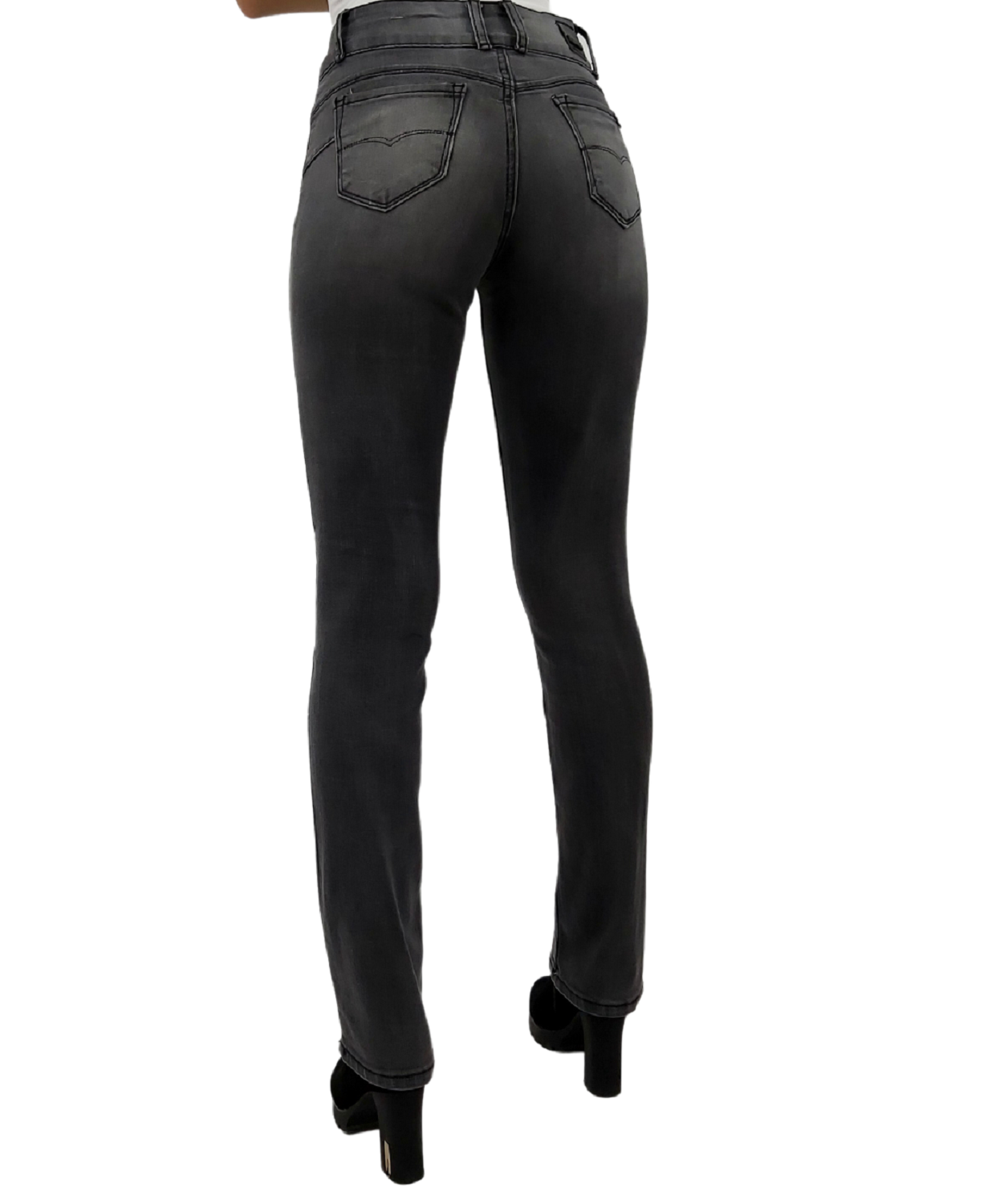 JEANS RECTO BORDADO T.A. PUSH UP GRIS - 3