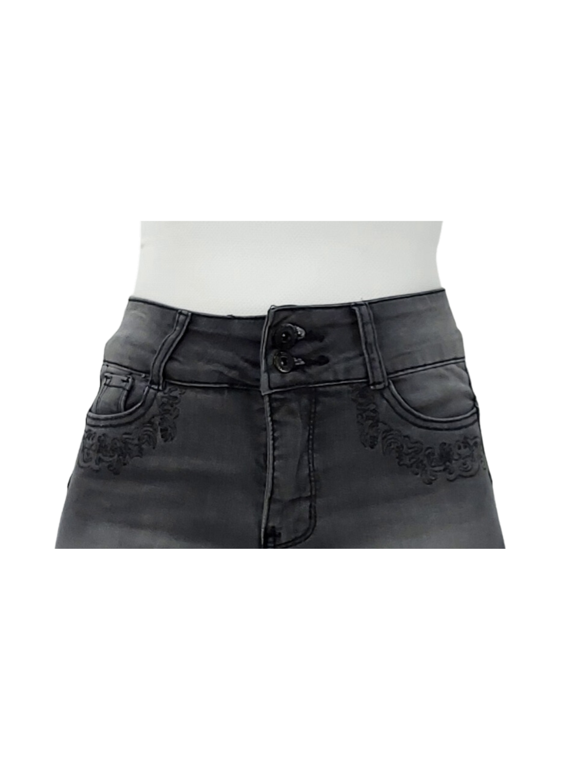 JEANS RECTO BORDADO T.A. PUSH UP GRIS - 4