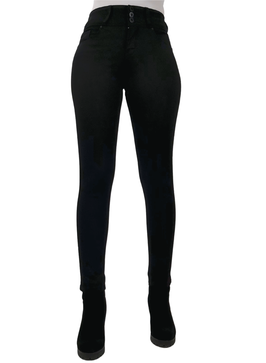 PANTALON ALGODÓN SKINNY MUJER TENTATION NEGRO GABARDINA - 1
