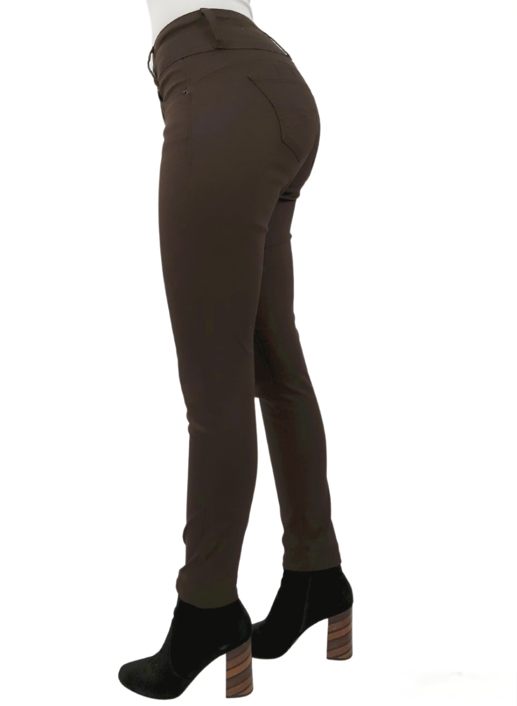 PANTALON ALGODÓN SKINNY MUJER TENTATION CAFÉ GABARDINA - 2