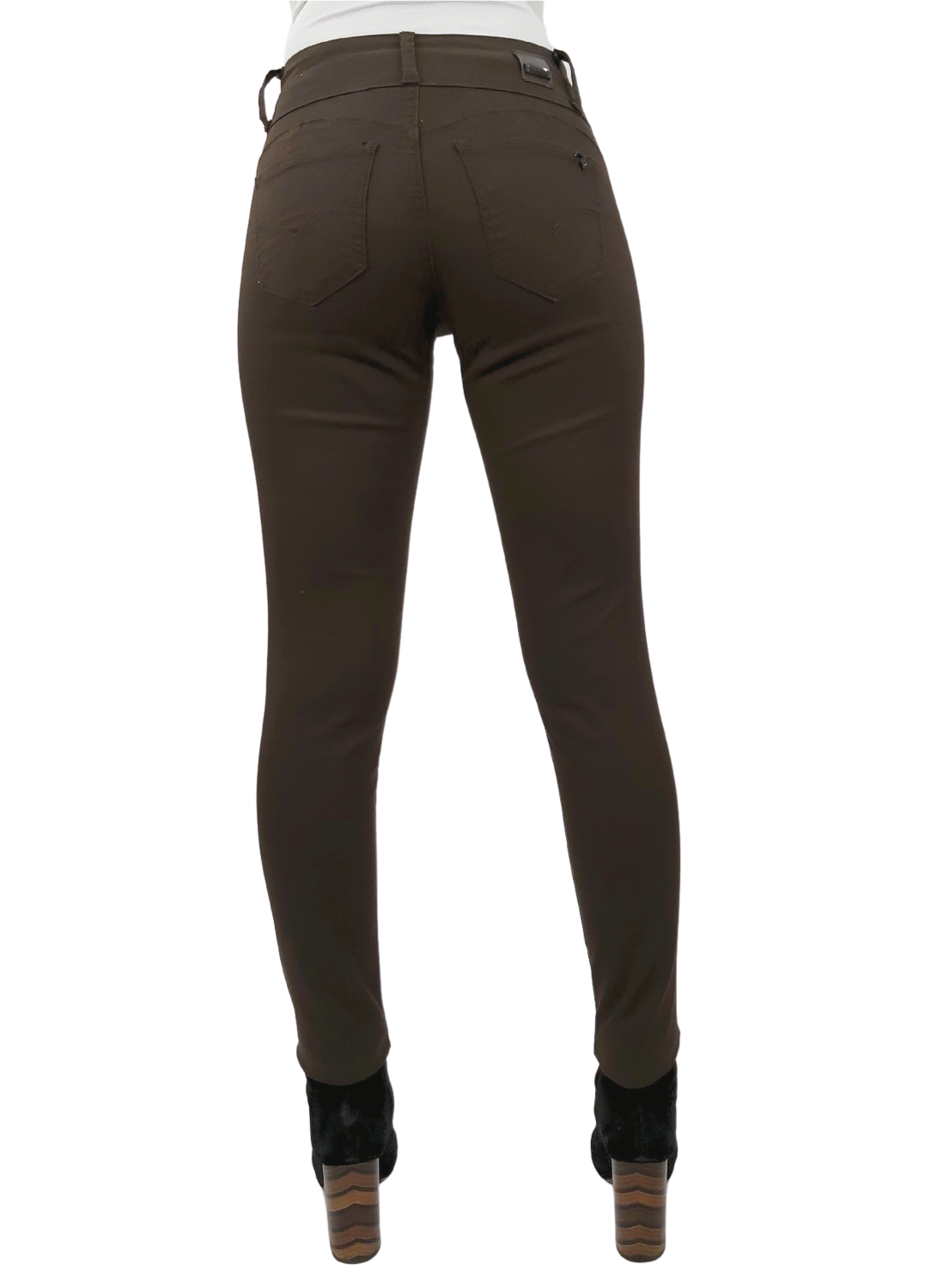 PANTALON ALGODÓN SKINNY MUJER TENTATION CAFÉ GABARDINA - 3