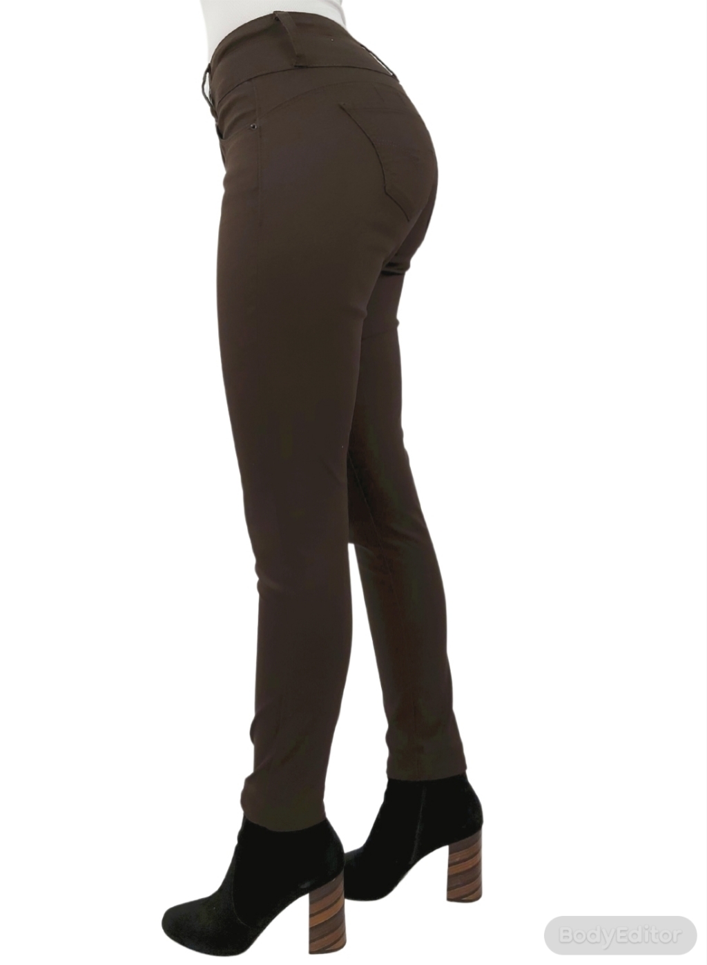 PANTALON ALGODÓN SKINNY MUJER TENTATION CAFÉ GABARDINA - 4