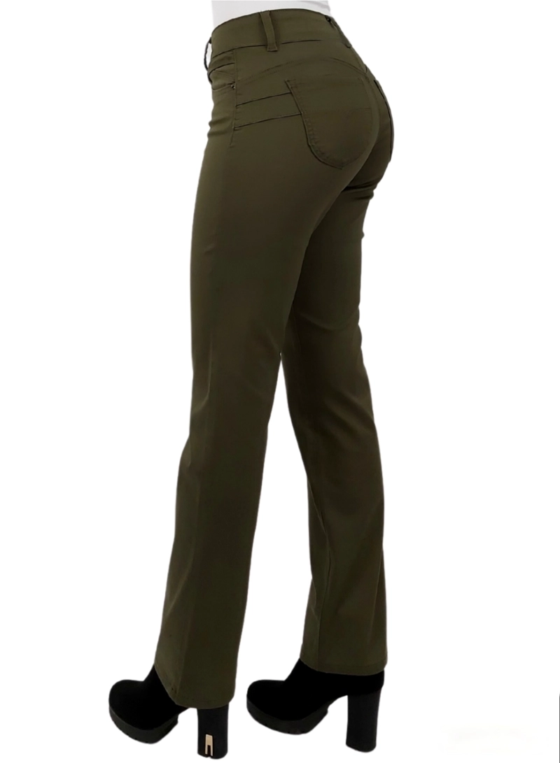 PANTALON ALGODÓN SKINNY MUJER TENTATION VERDE GABARDINA - 2