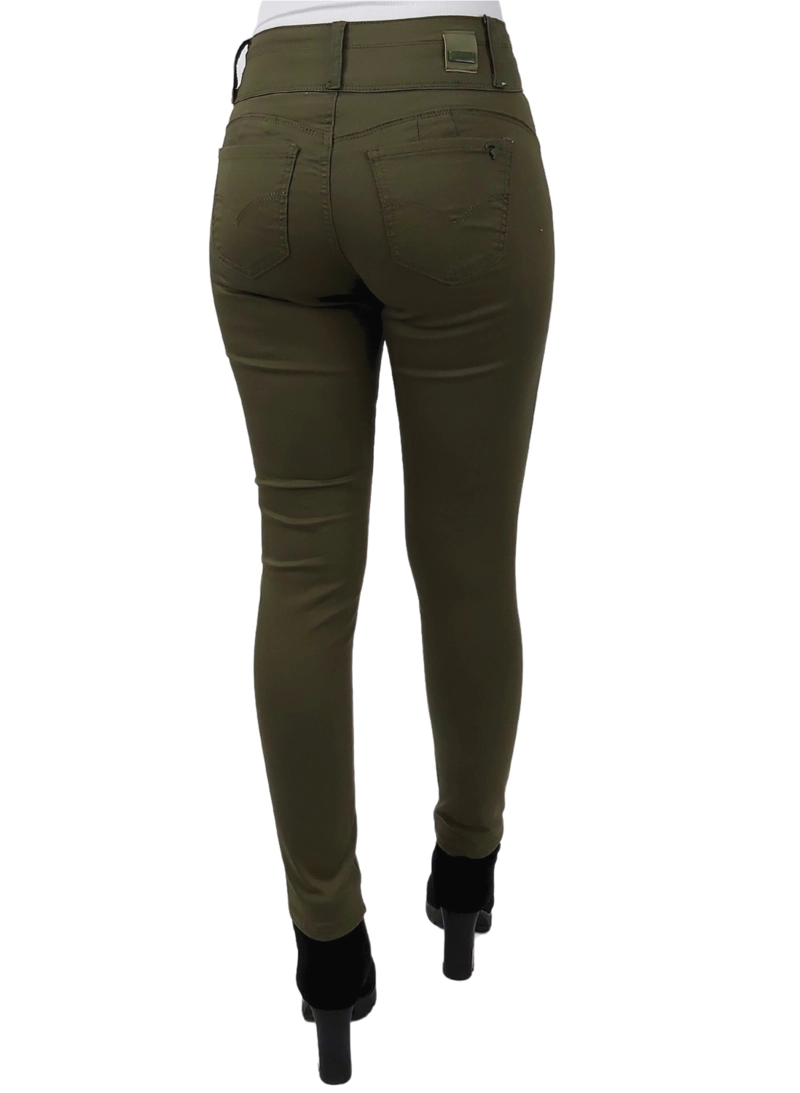 PANTALON ALGODÓN SKINNY MUJER TENTATION VERDE GABARDINA - 3