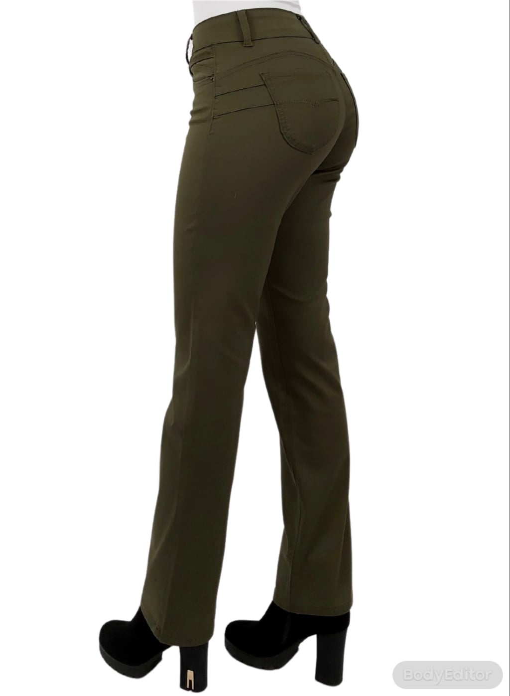 PANTALON ALGODÓN STRAIGHT FIT MUJER TENTATION VERDE GABARDINA RECTO - 4