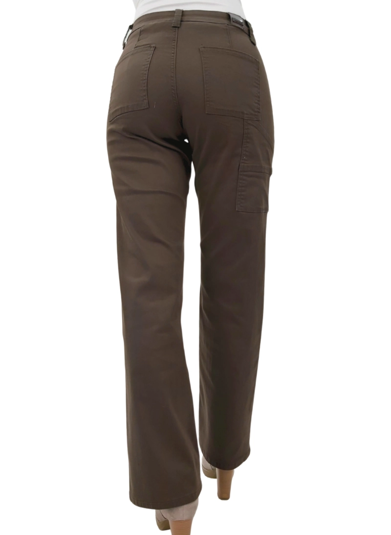 PANTALON ALGODÓN PUSH UP MUJER TENTATION CAFÉ GABARDINA CARGO - 3