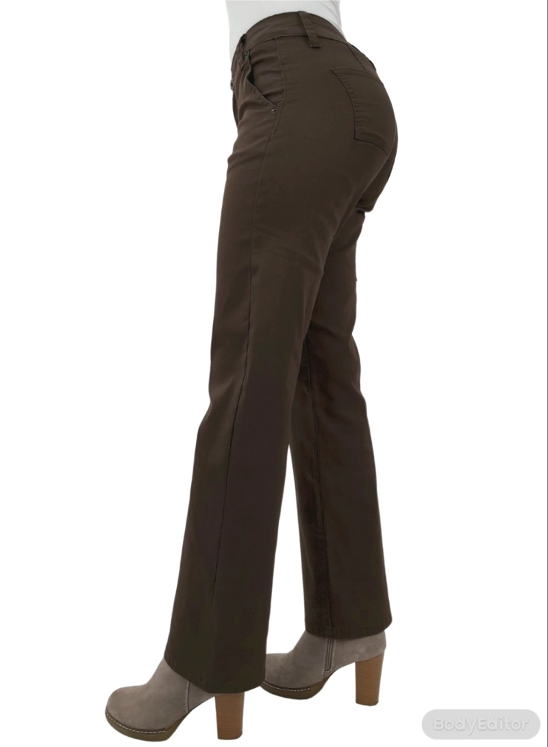 PANTALON ALGODÓN PUSH UP MUJER TENTATION CAFÉ GABARDINA CARGO - 4