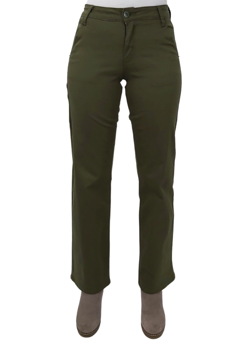 PANTALON ALGODÓN PUSH UP MUJER TENTATION VERDE GABARDINA CARGO - 1