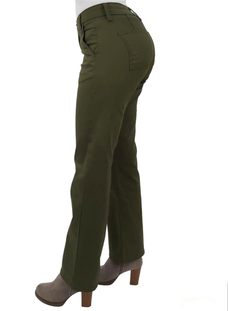 PANTALON ALGODÓN PUSH UP MUJER TENTATION VERDE GABARDINA CARGO - 2
