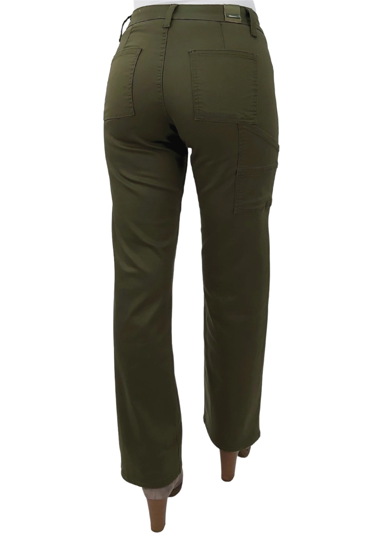 PANTALON ALGODÓN PUSH UP MUJER TENTATION VERDE GABARDINA CARGO - 3