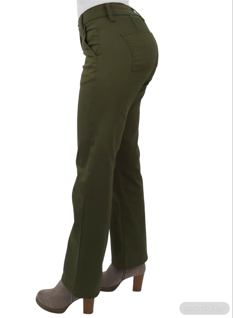 PANTALON ALGODÓN PUSH UP MUJER TENTATION VERDE GABARDINA CARGO - 4