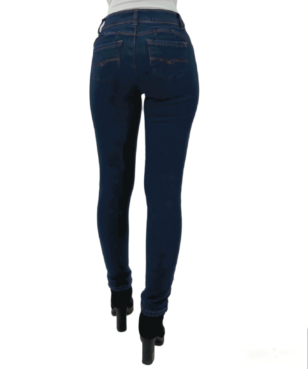JEANS ALGODÓN SKINNY MUJER TENTATION DARK BLUE CON PIEL T.A. PUSH UP - 2