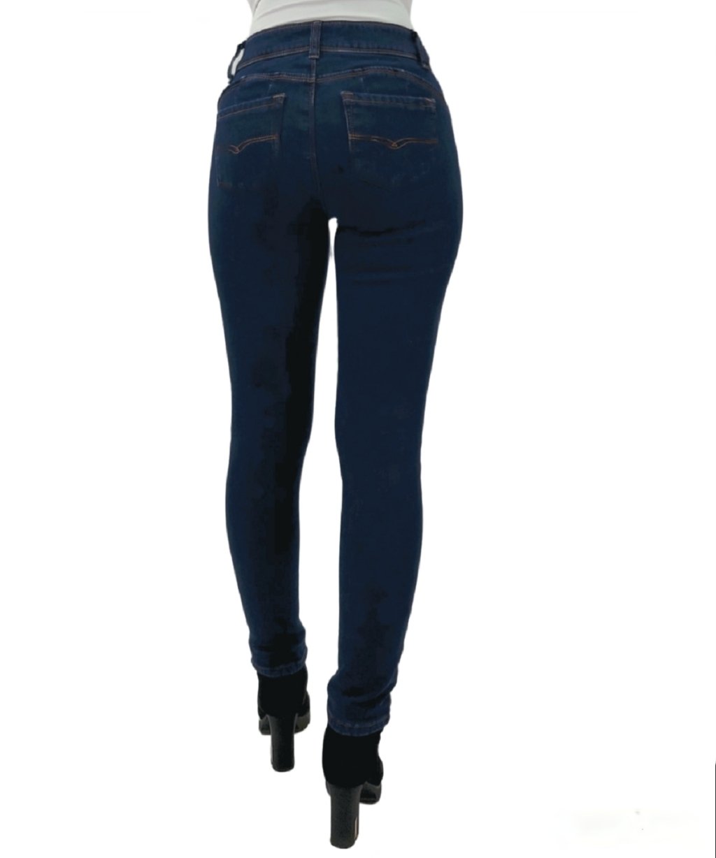 JEANS ALGODÓN SKINNY MUJER TENTATION DARK BLUE CON PIEL T.A. PUSH UP - 2