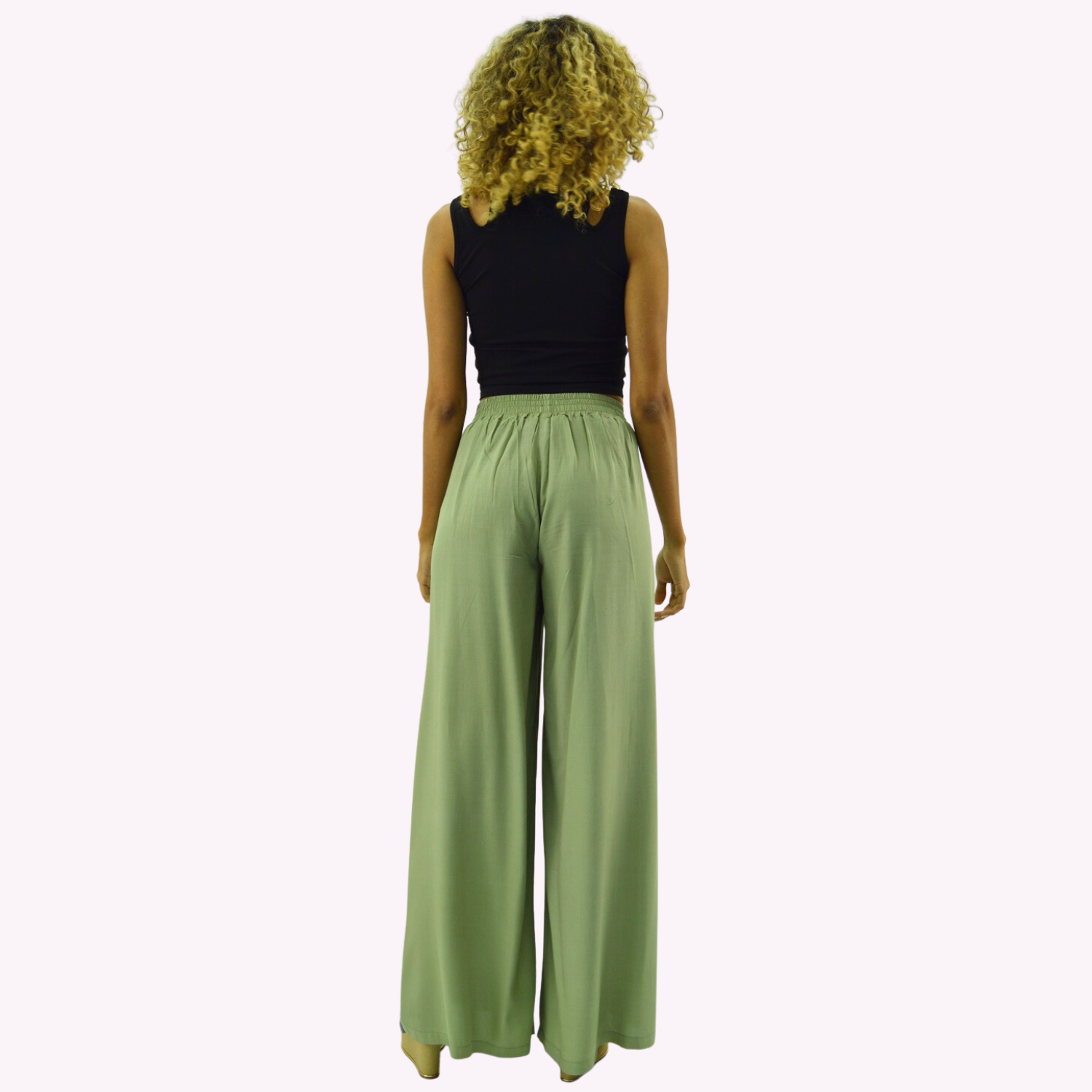 PANTALON PALAZZO MUJER TENTATION VERDE VISCOSA - 3