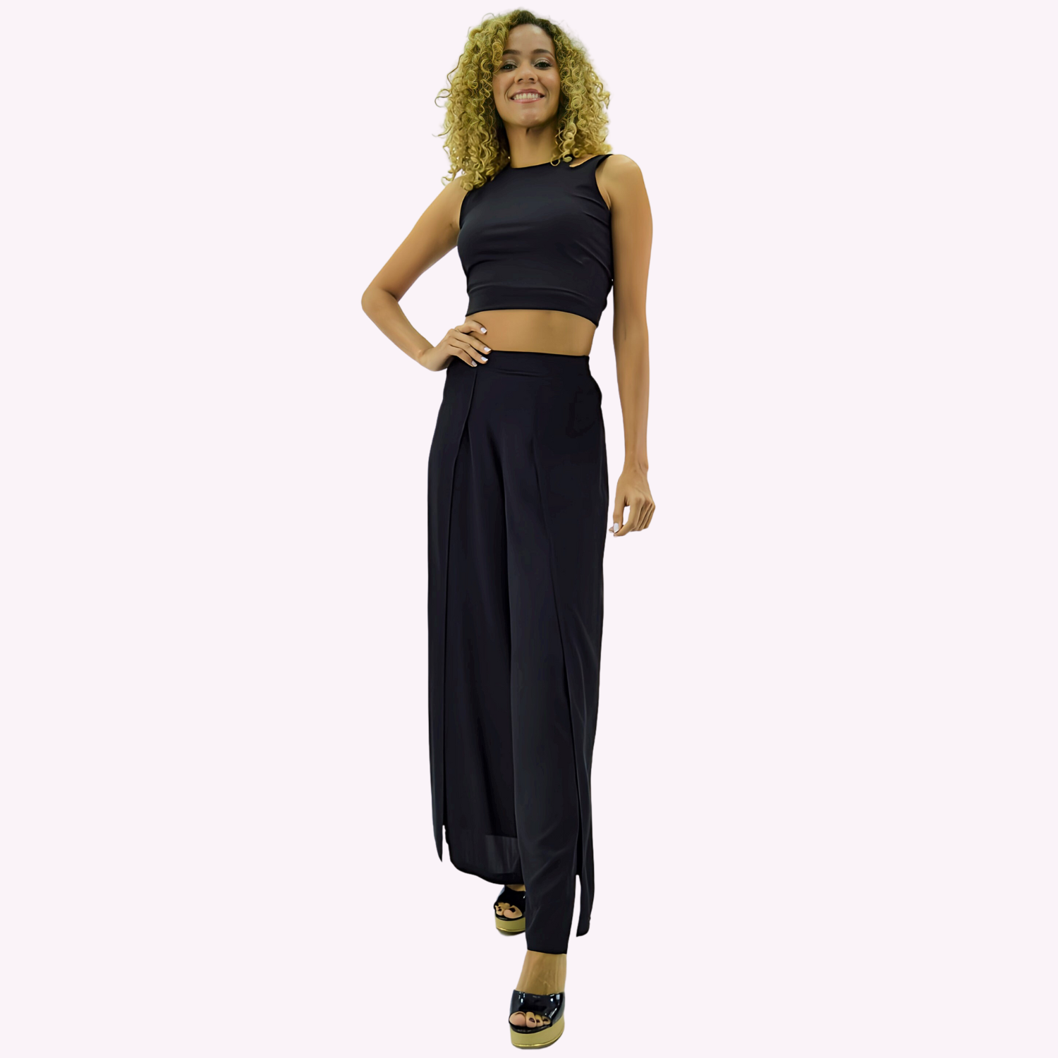 PANTALON PALAZZO TENCEL VISCOSA - 1