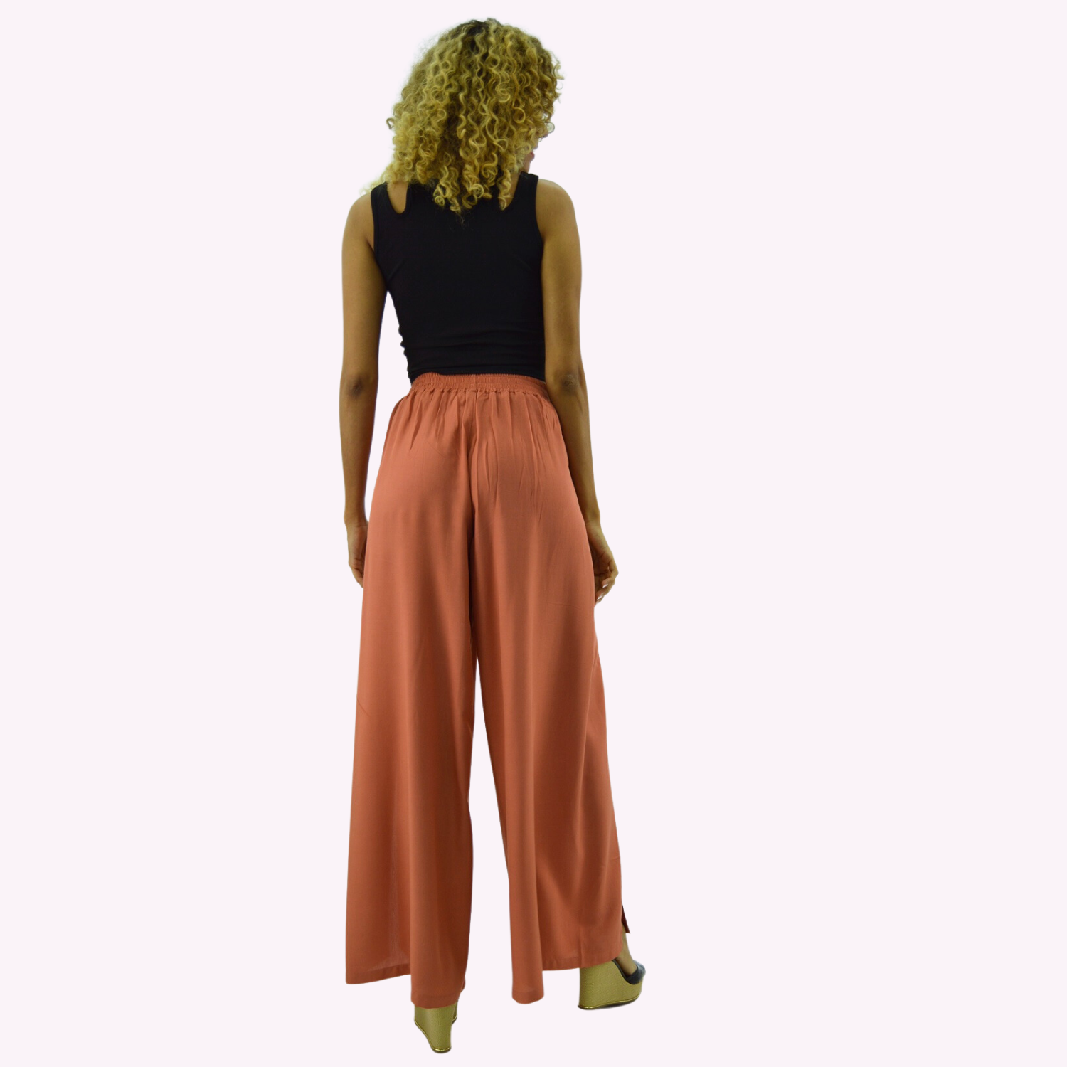 PANTALON PALAZZO MUJER TENTATION LADRILLO VISCOSA - 3
