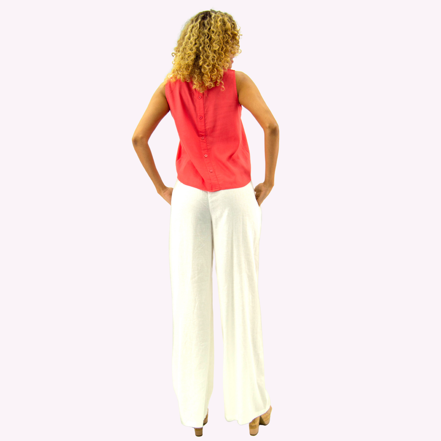 PANTALON PALAZZO LINO MUJER TENTATION BLANCO VISCOSA - 3