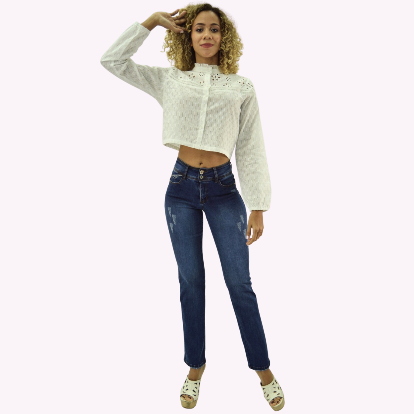 JEANS RECTO T.A.  PUSH UP AZUL TENTATION - 1