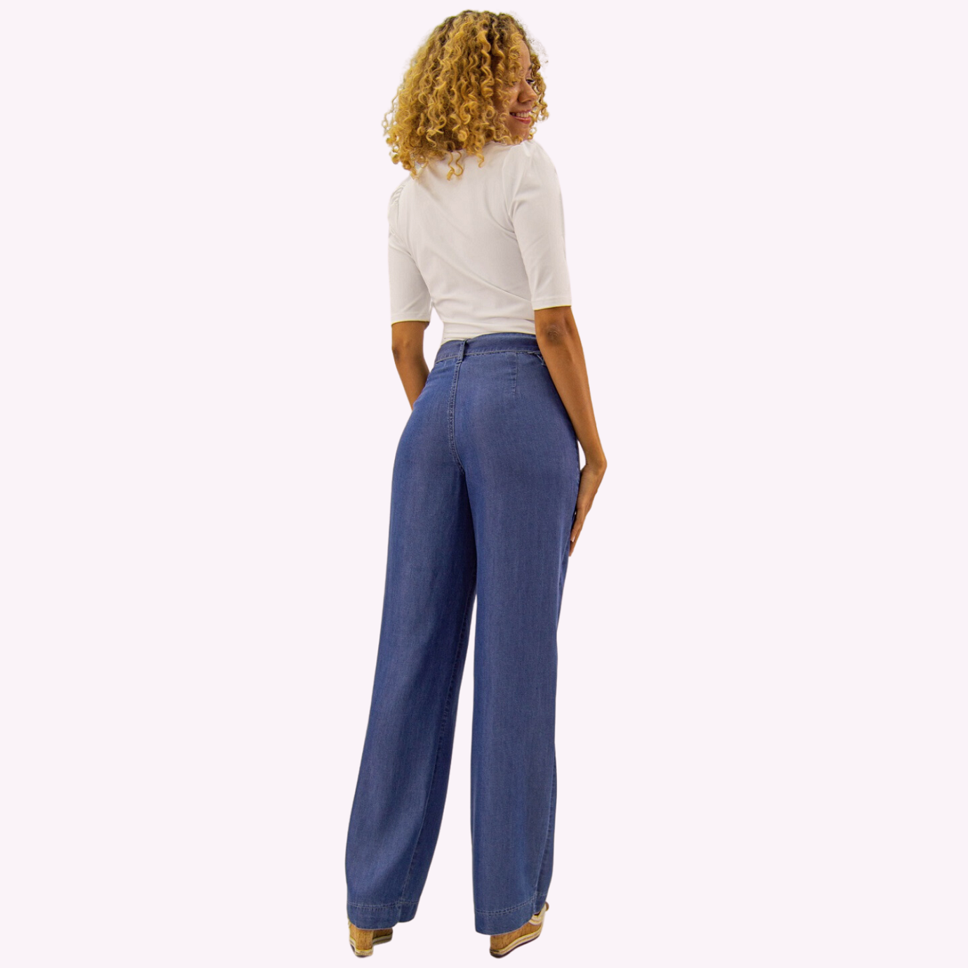 PANTALON PALAZZO B. PARCHE TENCEL AZUL TENTATION - 3