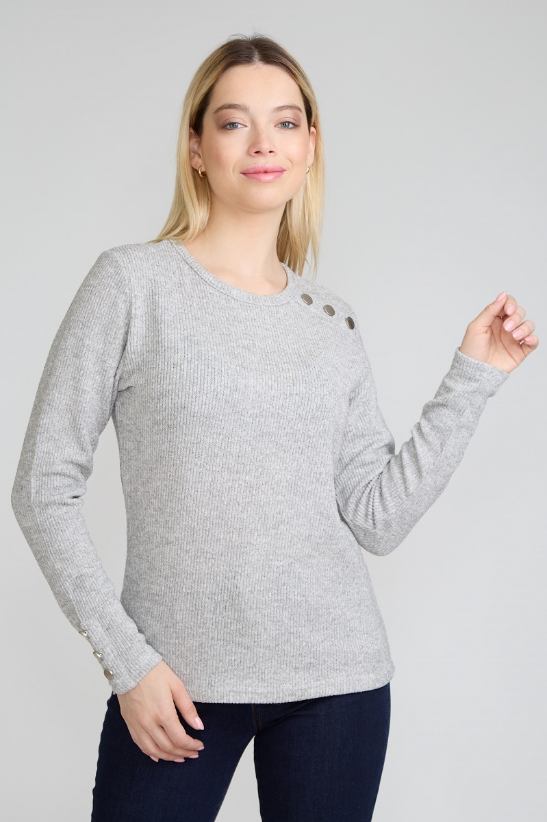 POLERA BOTON HOMBRO GRIS TENTATION - 1