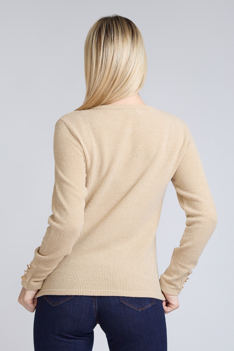 POLERA BOTON HOMBRO BEIGE TENTATION - 3