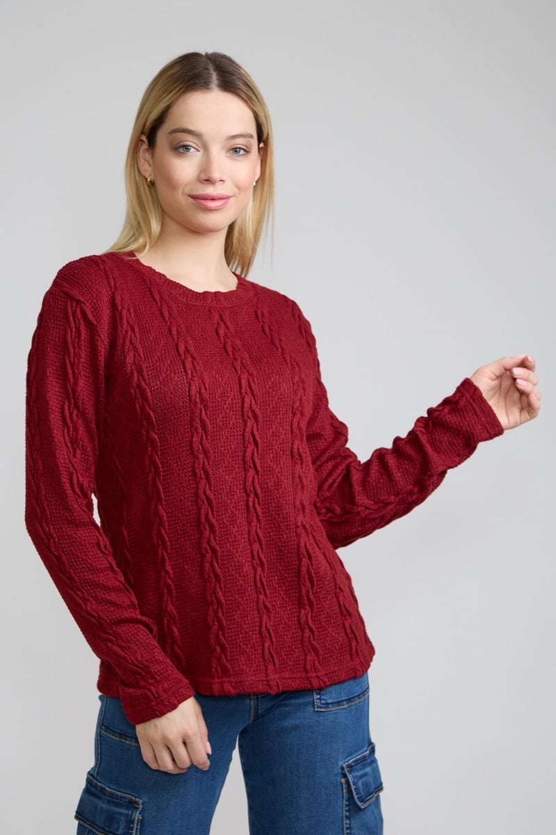 SWEATER TRENZADO LADRILLO TENTATION - 1