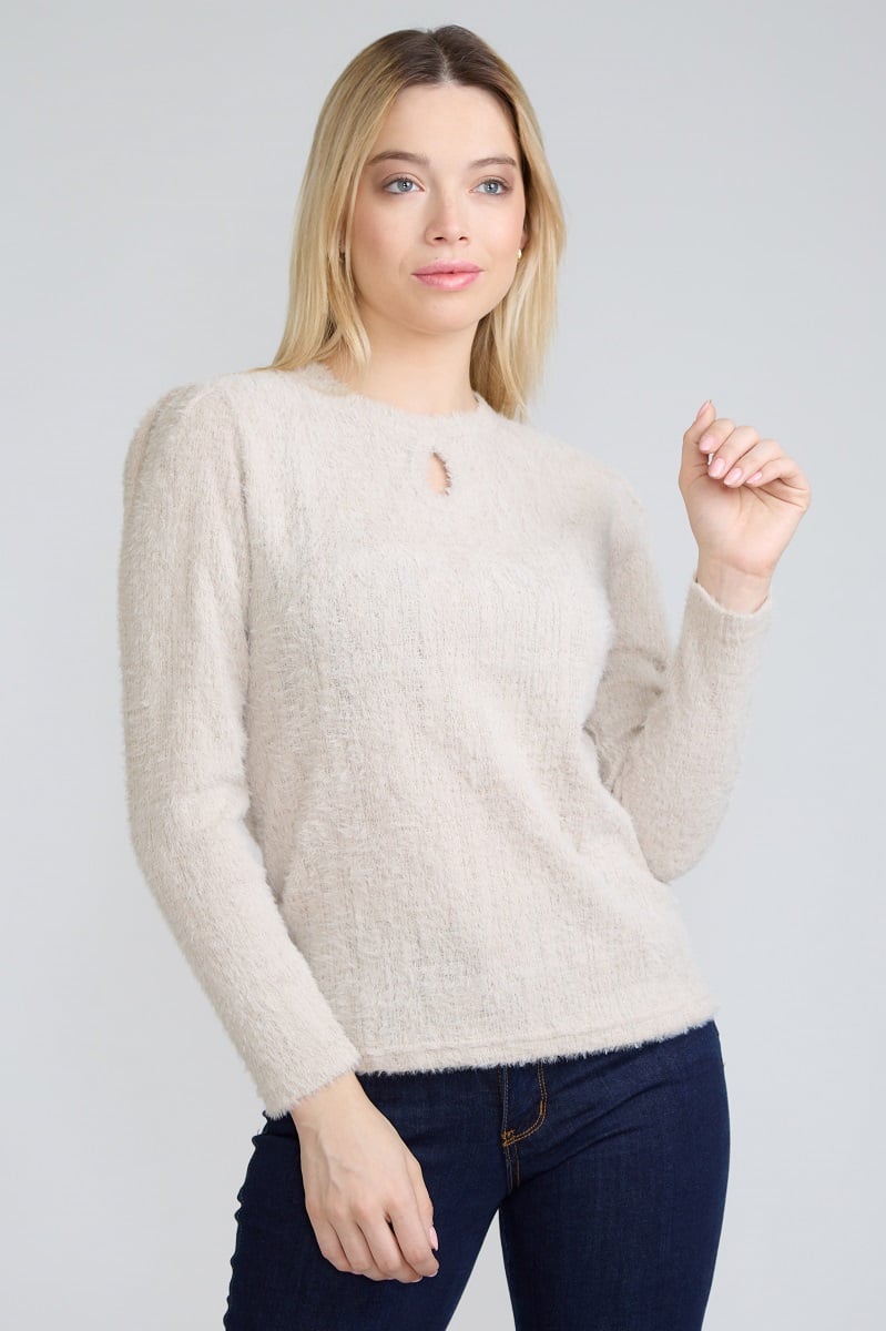 SWEATER ANGORA LUREX BEIGE TENTATION - 1