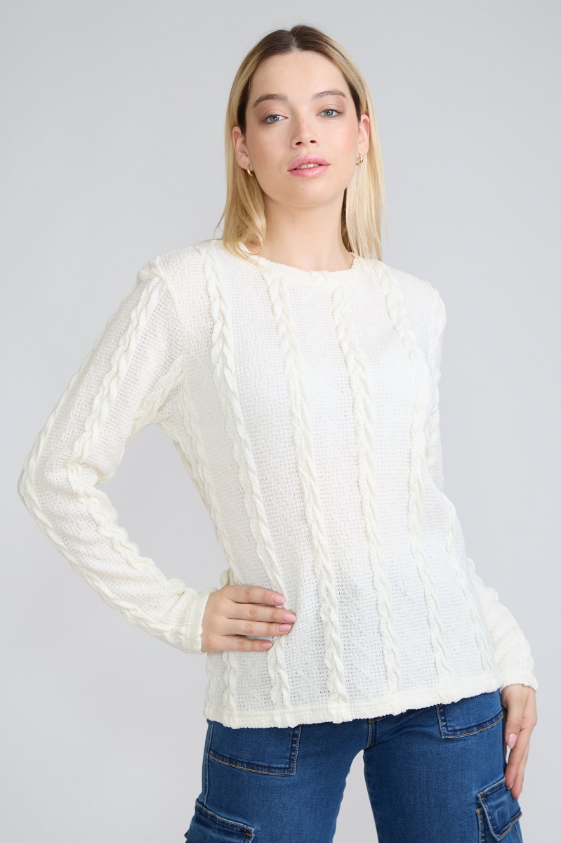 SWEATER TRENZADO BLANCO TENTATION - 1