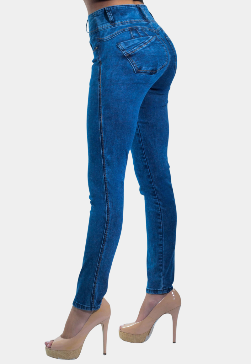 JEANS SKINNY MUJER TENTATION AZUL PITILLO CON FAJA ELASTICADA - 2