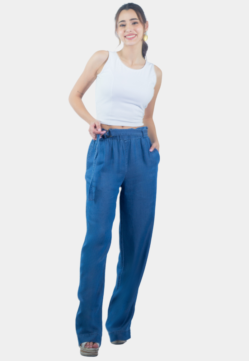 PANTALON PALAZZO REGULAR FIT MUJER TENTATION AZUL - 1