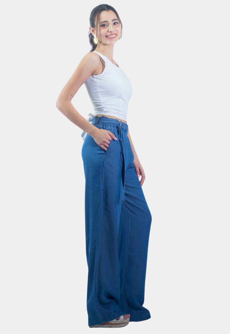 PANTALON PALAZZO REGULAR FIT MUJER TENTATION AZUL - 2