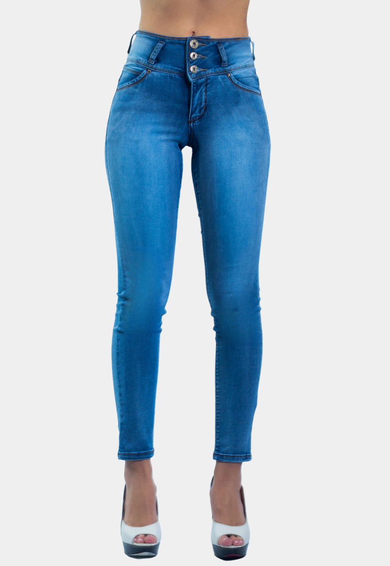 JEANS SKINNY MUJER TENTATION AZUL PITILLO FOCALIZADO T.A. PUSH UP - 1