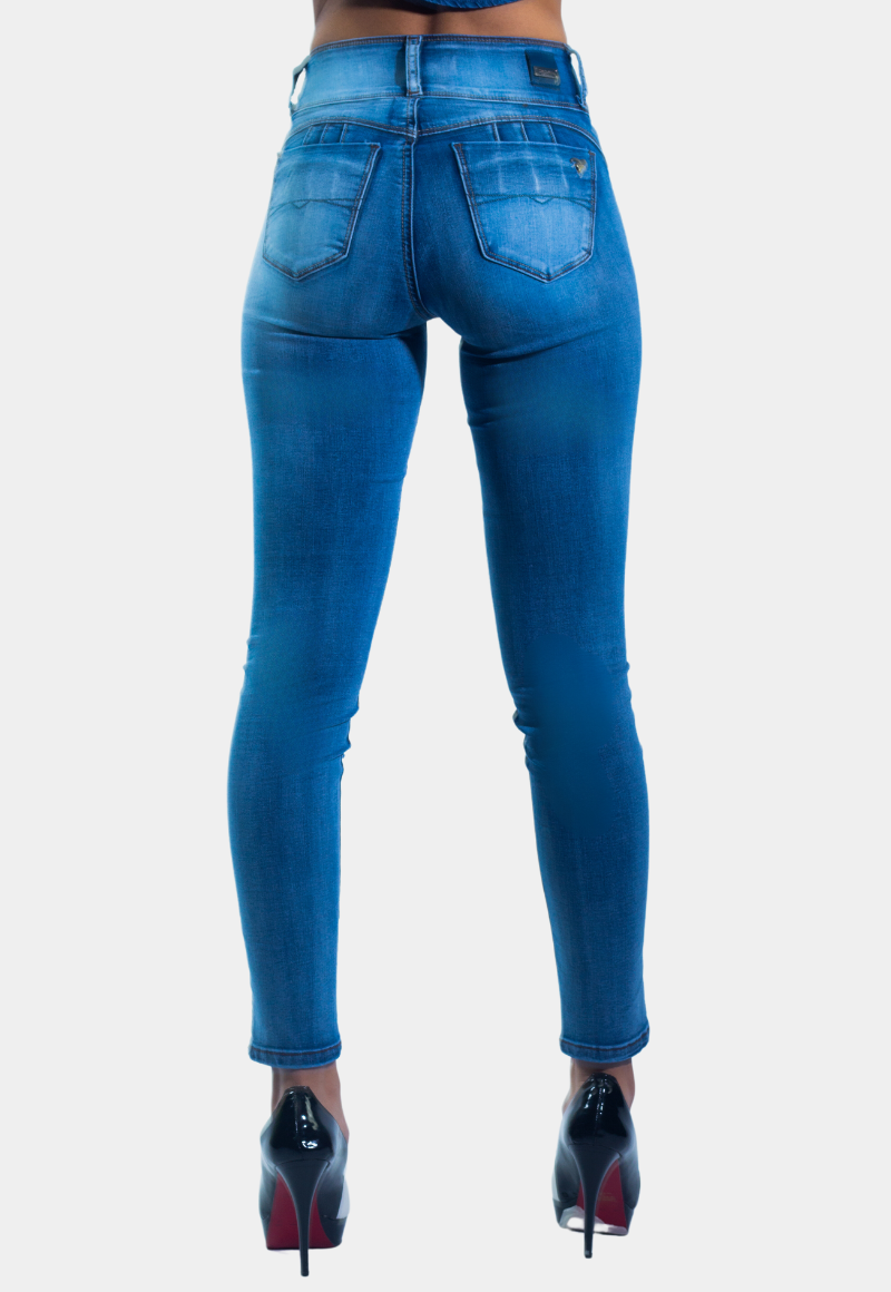 JEANS SKINNY MUJER TENTATION AZUL PITILLO FOCALIZADO T.A. PUSH UP - 3