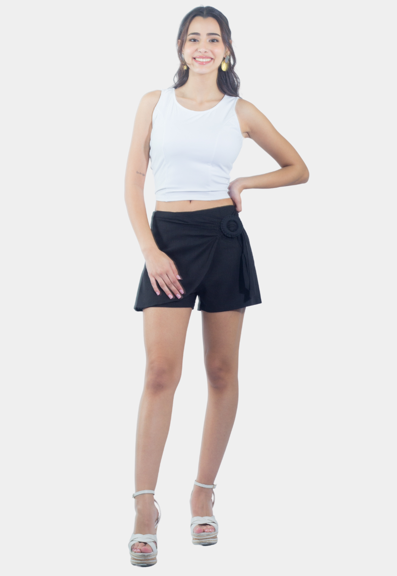 SHORT CRUZADO REGULAR FIT MUJER TENTATION BLACK - 1