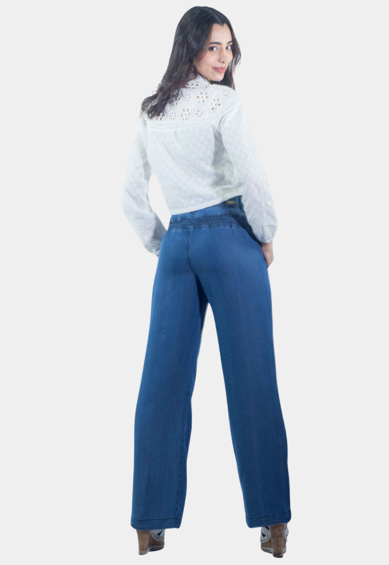 PANTALON PALAZZO REGULAR FIT MUJER TENTATION AZUL CORTES - 3