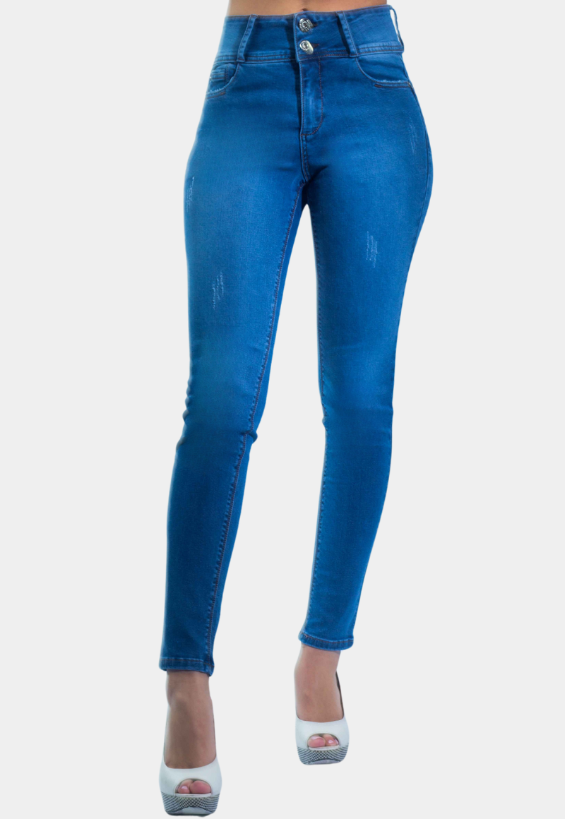JEANS SKINNY MUJER TENTATION AZUL PITILLO FOCALIZADO DREMEL T.A. PUSH UP - 1